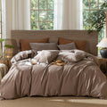 MooMee Wavy Striped Duvet Cover Set Full 80in x 90in - Soft Washed