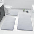Silver Memory Foam Bath Mat Set 3 Pieces - Super Soft Quick Dry