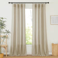 Natural Linen Curtains 108-in Extra Long Semi Sheer Drapes - Light