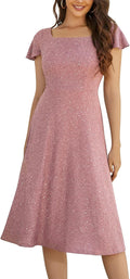 Sequin Prom Dress for Teens with Flutter Short Sleeves - Elegant Midi