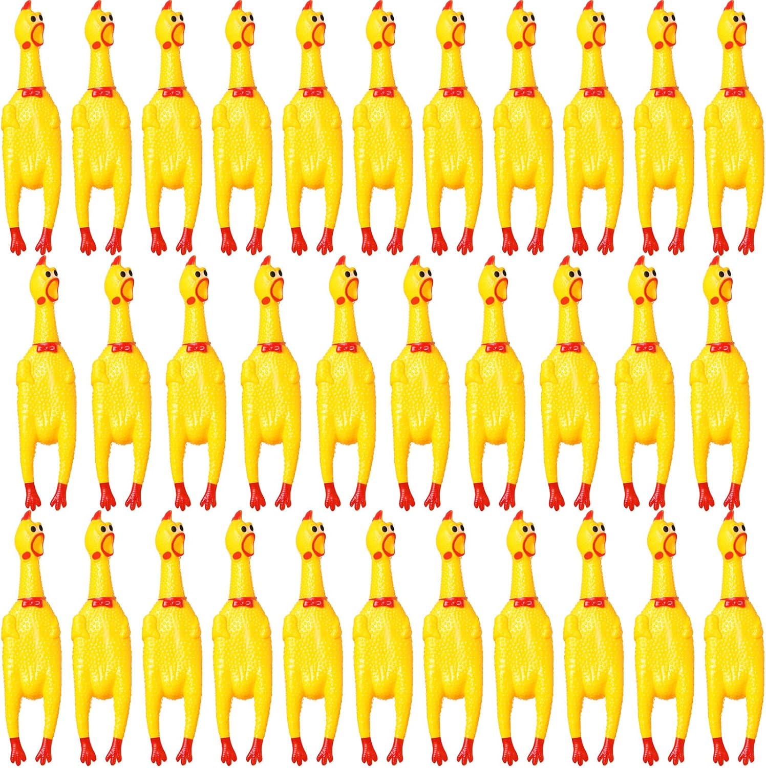 32 Pcs 12ft' Rubber Chicken Dog Toy for Stress Relief and Fun