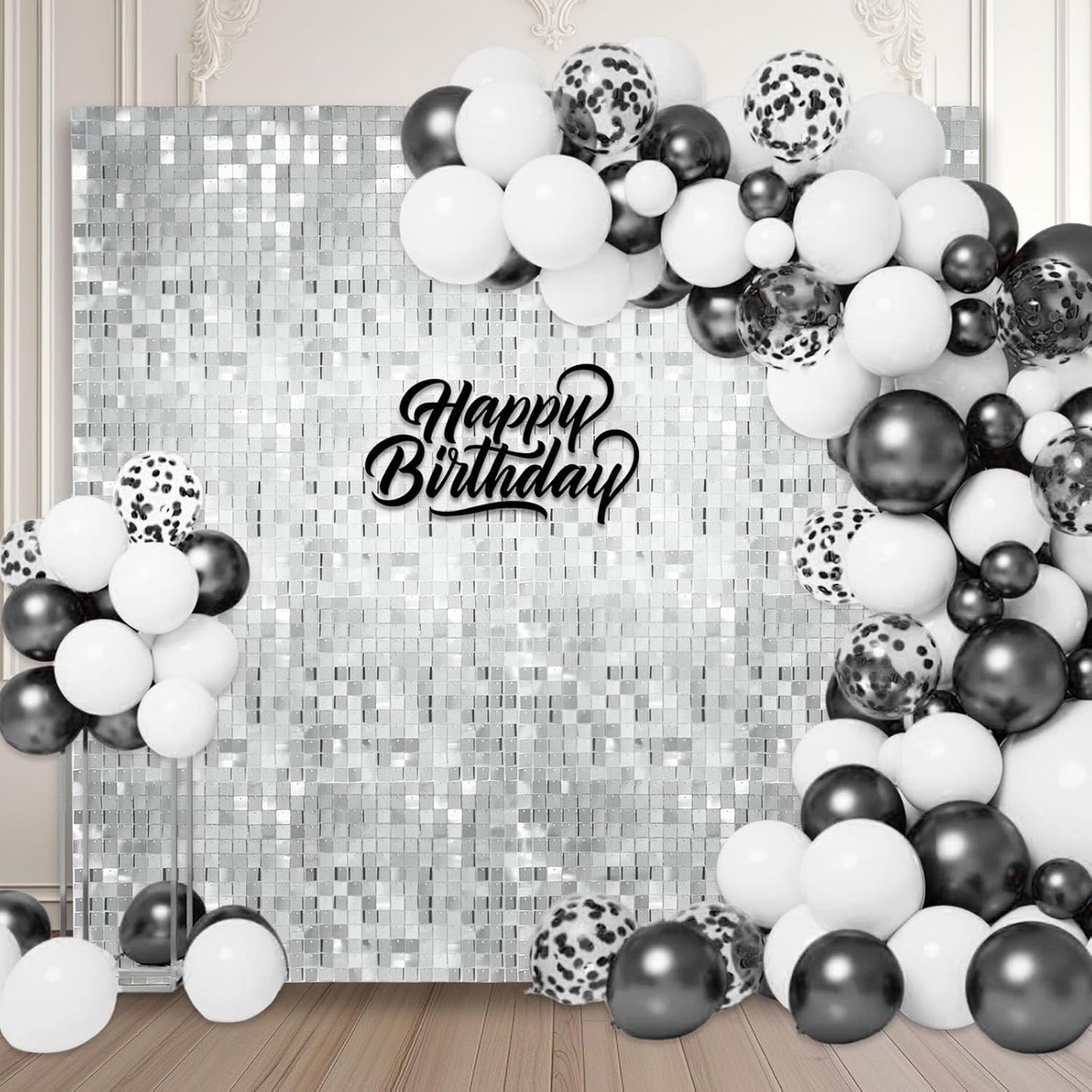 24PCS Silver Shimmer Wall Backdrop for Stunning Party Decor