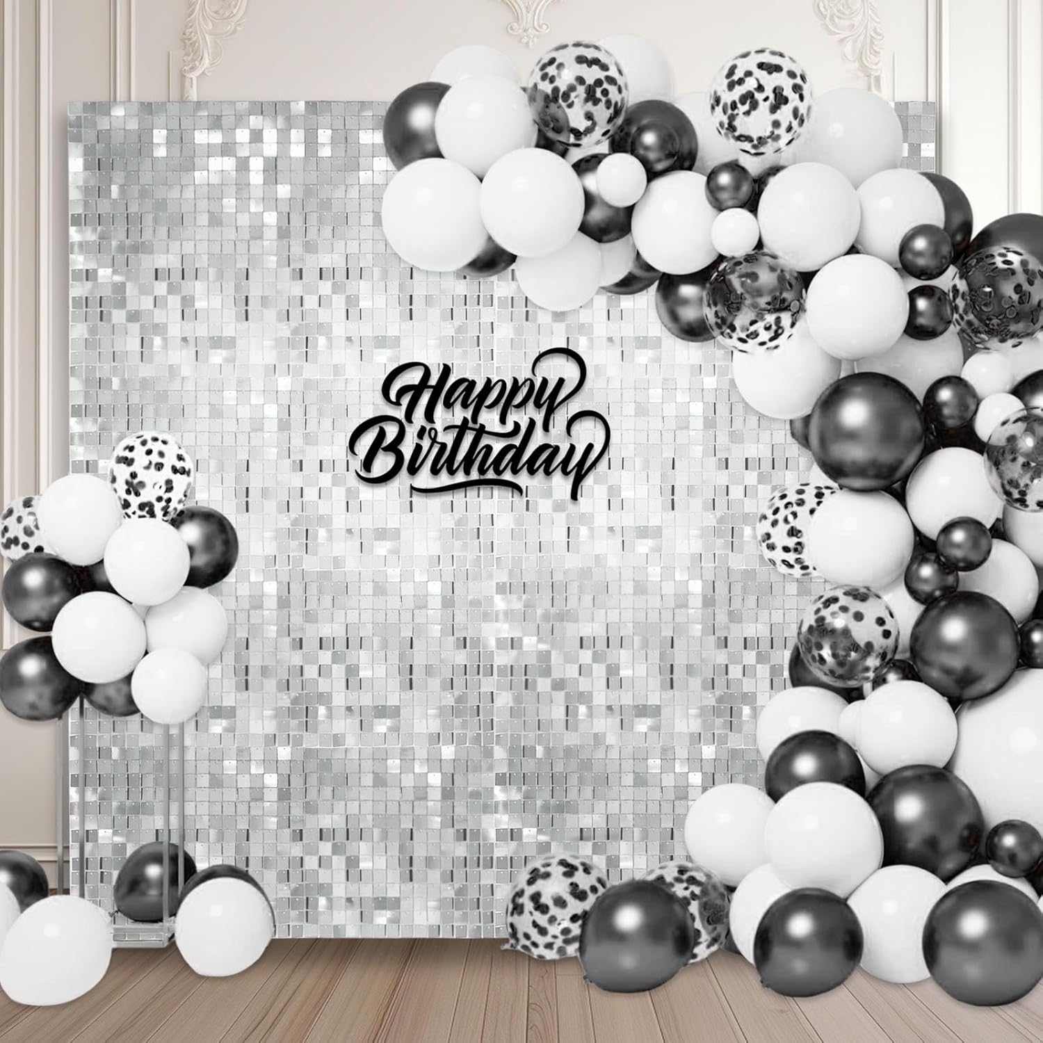 24PCS Silver Shimmer Wall Backdrop for Stunning Party Decor