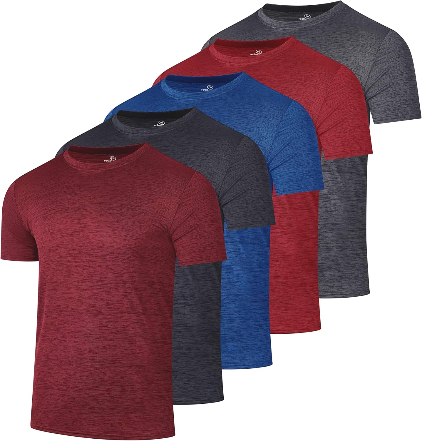 Mens Short Sleeve Dry Fit Active Crew Neck T Shirts - 5 Pack