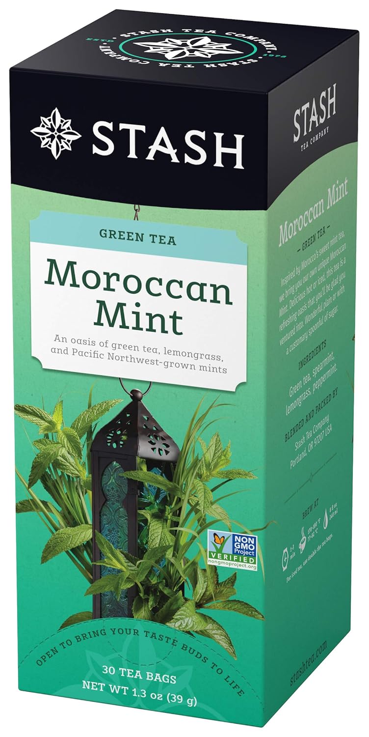 Stash Tea Moroccan Mint Green Tea - Refreshing Caffeinated Blend