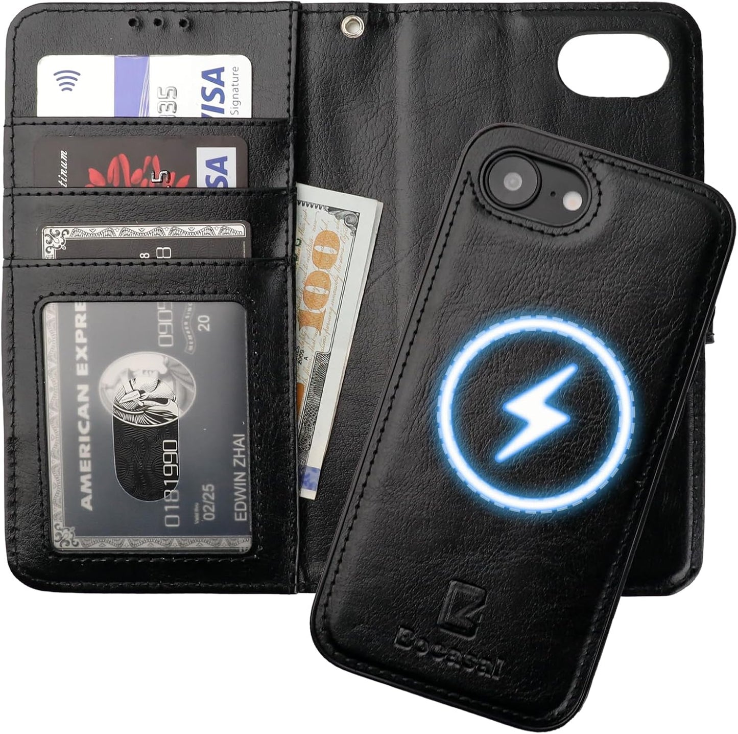 Bocasal iPhone 16e Wallet Case with MagSafe and RFID Protection