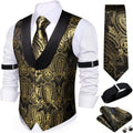 Mens Silk Paisley Vest Tie Set - Formal and Casual Wear