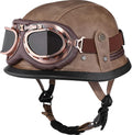 Motorcycle Half Helmet Retro German Handmade Leather Half Face - DOT