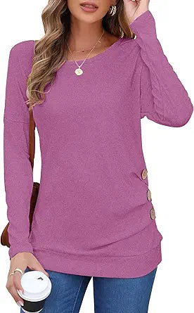MOLERANI Women's Casual Long Sleeve Round Neck Tunic Blouse