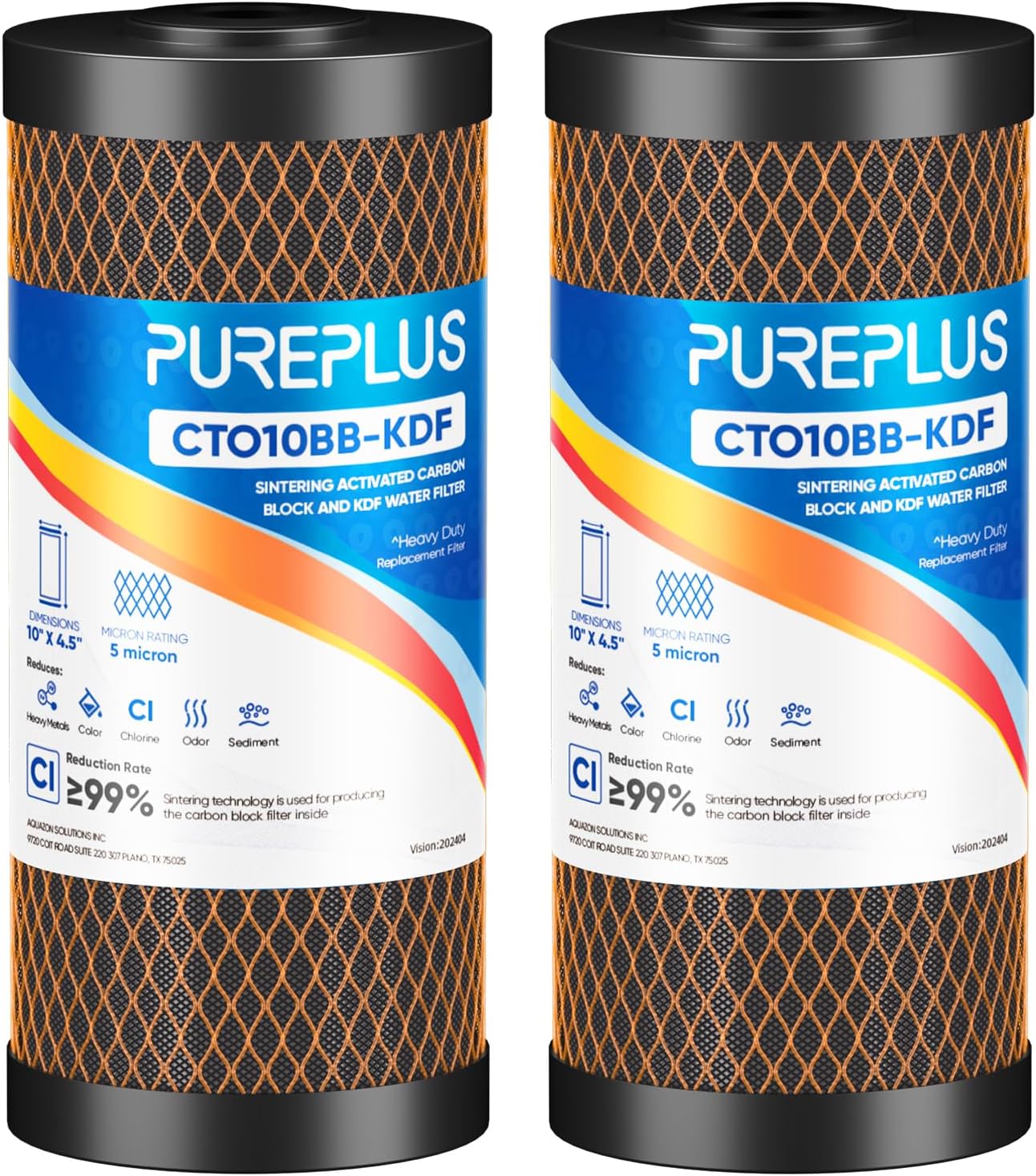 PUREPLUS 10in x 4.5in Whole House Water Filter for Heavy Metals