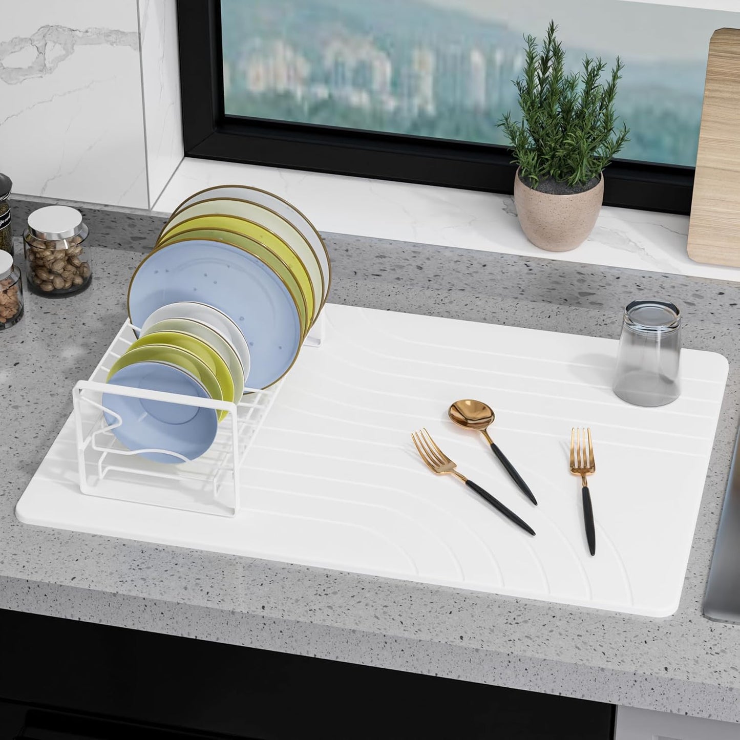 Large Stone Drying Mat for Kitchen Counter - Quick Drying Solution