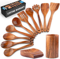 Teak Wooden Utensil Set 12-Piece - Durable Non-Stick Kitchen Tools
