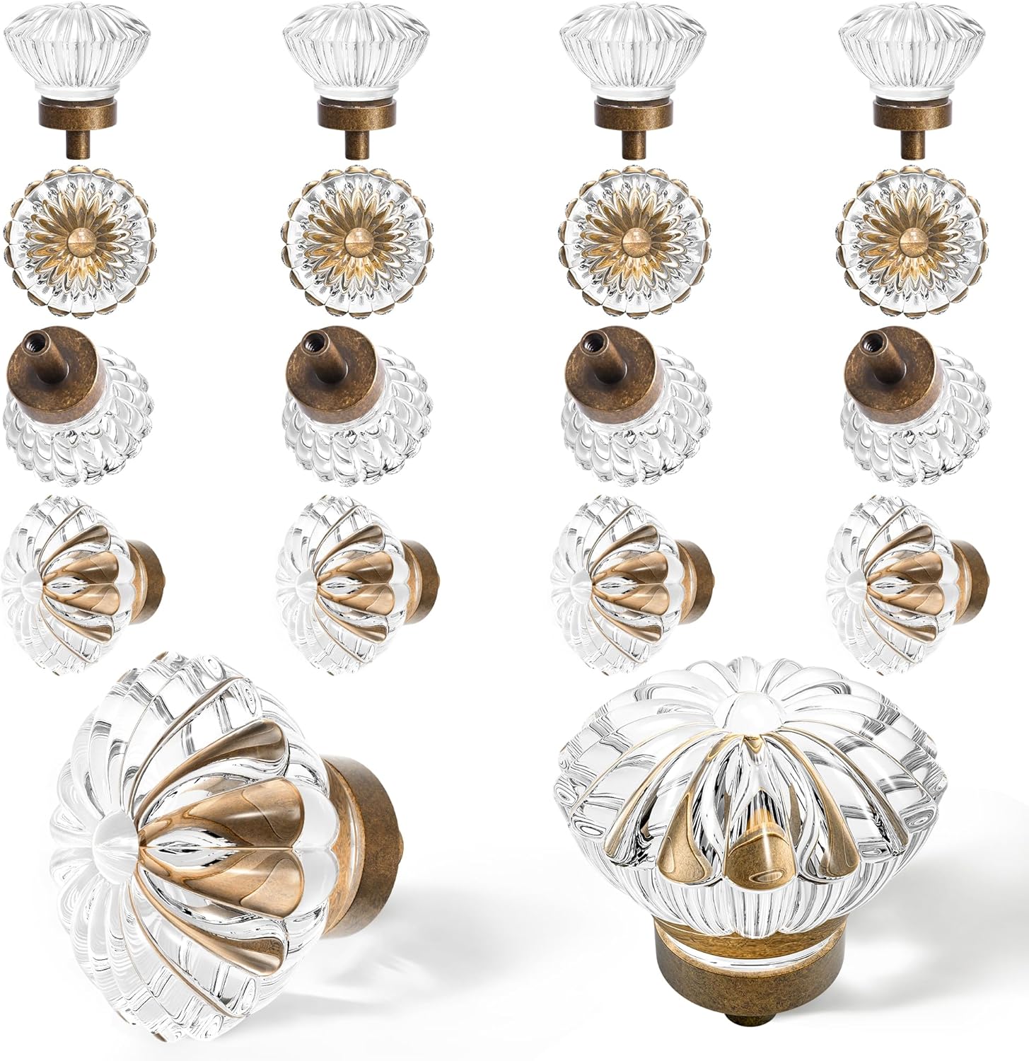 Crystal Cabinet Knobs 16 Pack Vintage Glass Pulls for Drawers