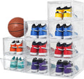 X-Large Clear Plastic Shoe Boxes 9 Pack - Stackable Organizer