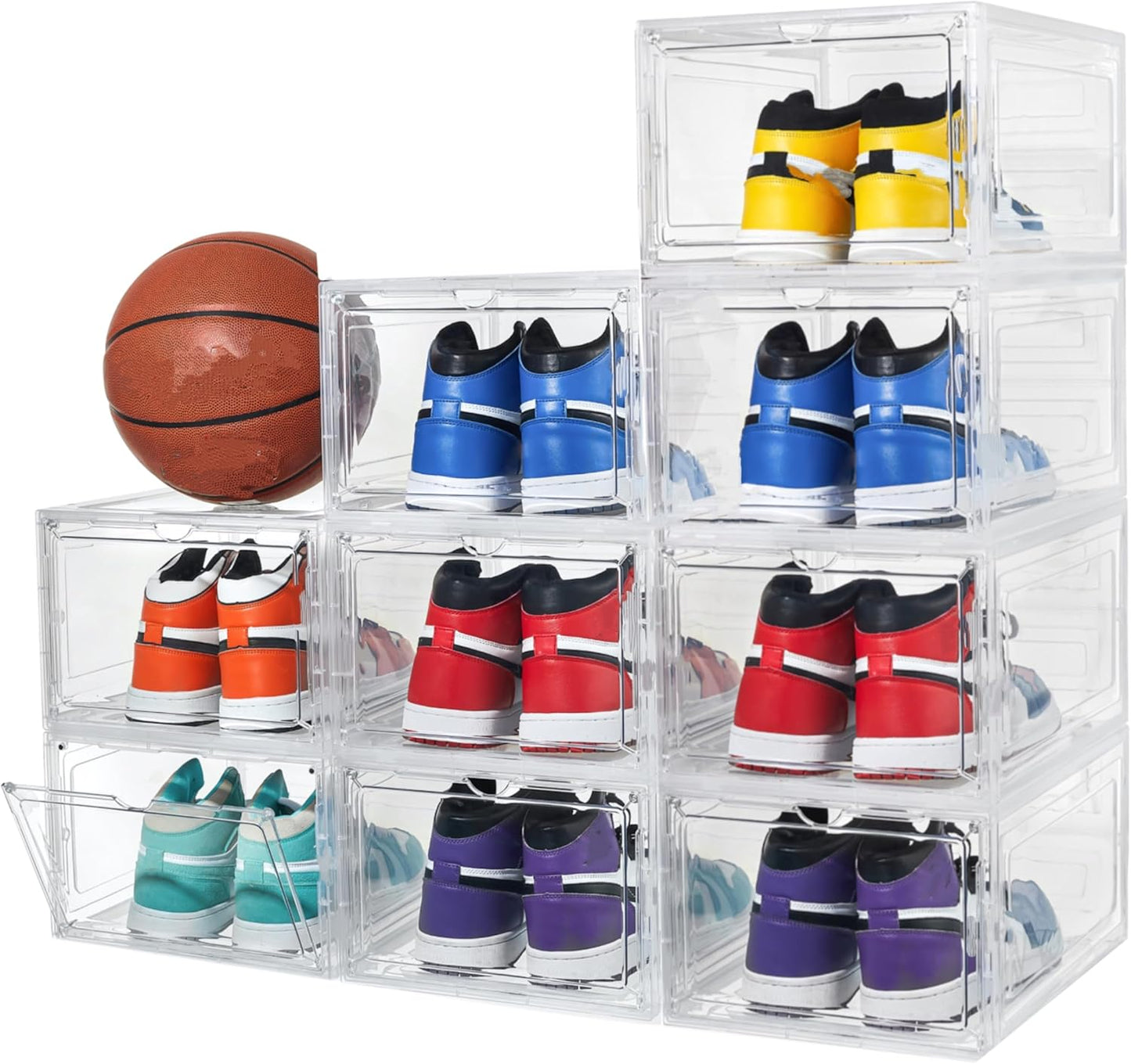 Attelite X-Large Clear Plastic Shoe Boxes - Stackable Organizer