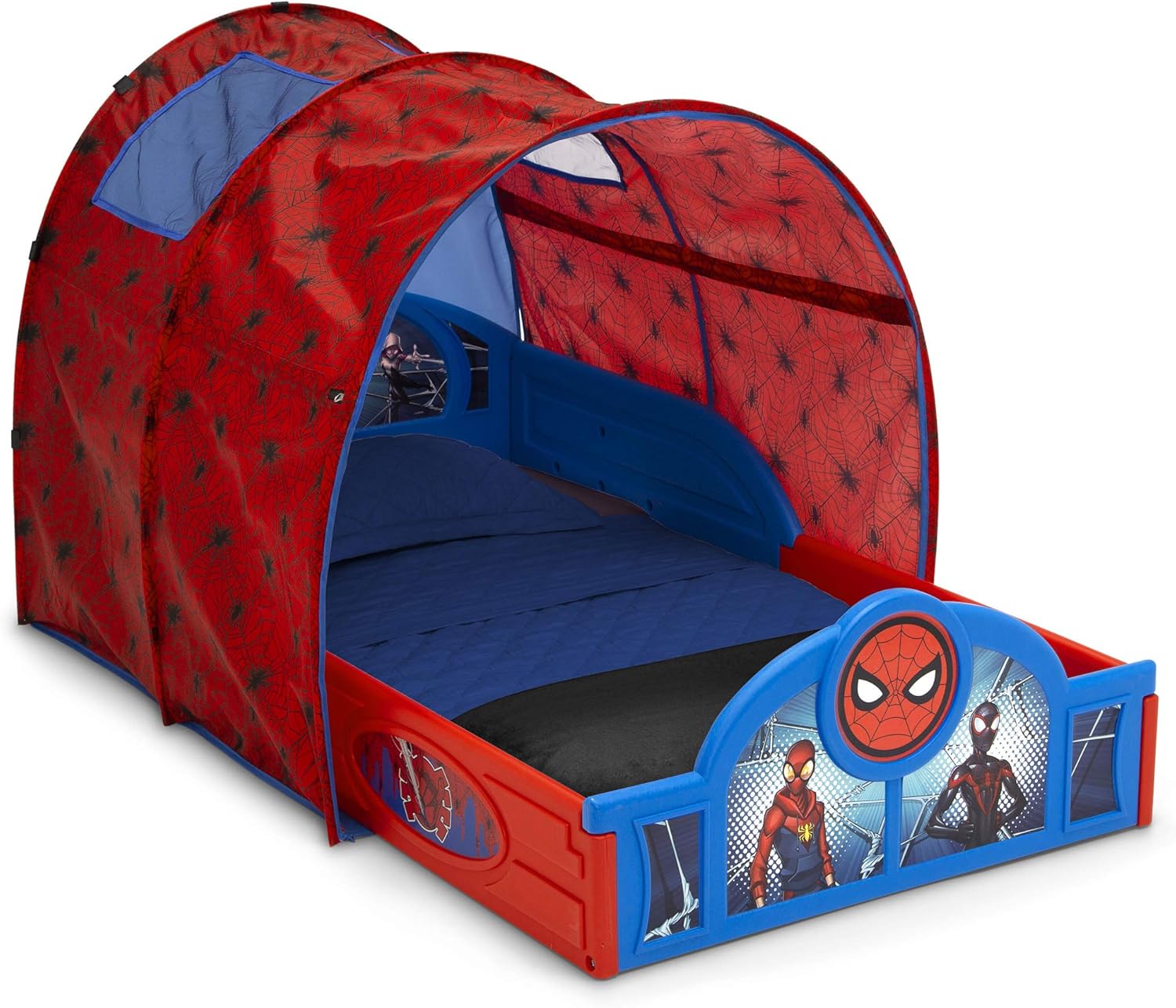 Marvel Spider Man Sleep and Play Toddler Bed with Tent for Kids