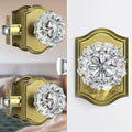3 Pack Glass Crystal Door Knobs Interior - Vintage Antique Brass