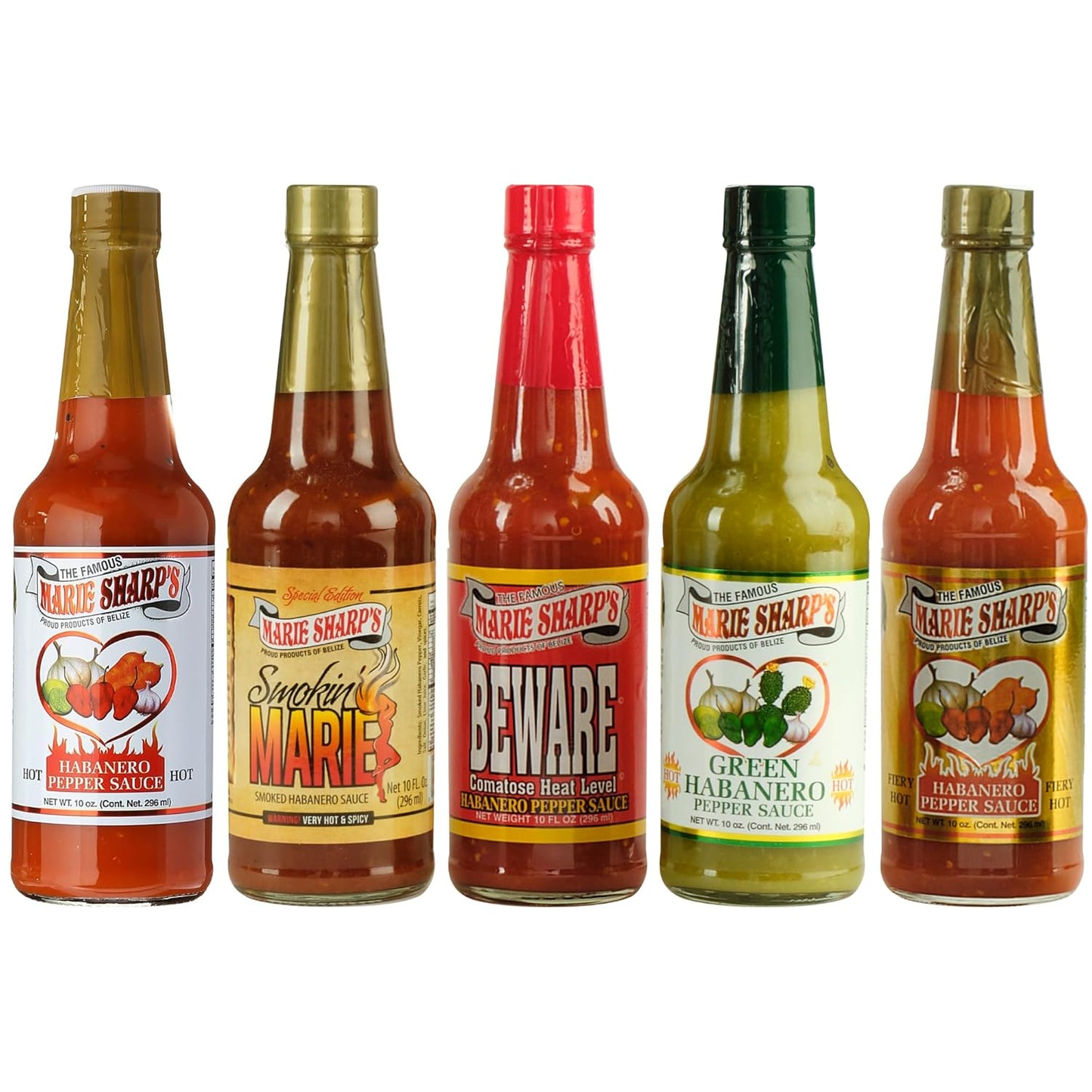 Marie Sharp's Hot Pepper Sauce Variety Set - 5 Bold Flavors