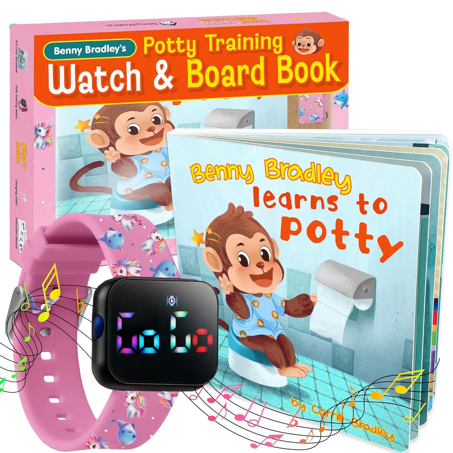 Potty Training Watch & Board Book for Kids - Fun Reminders