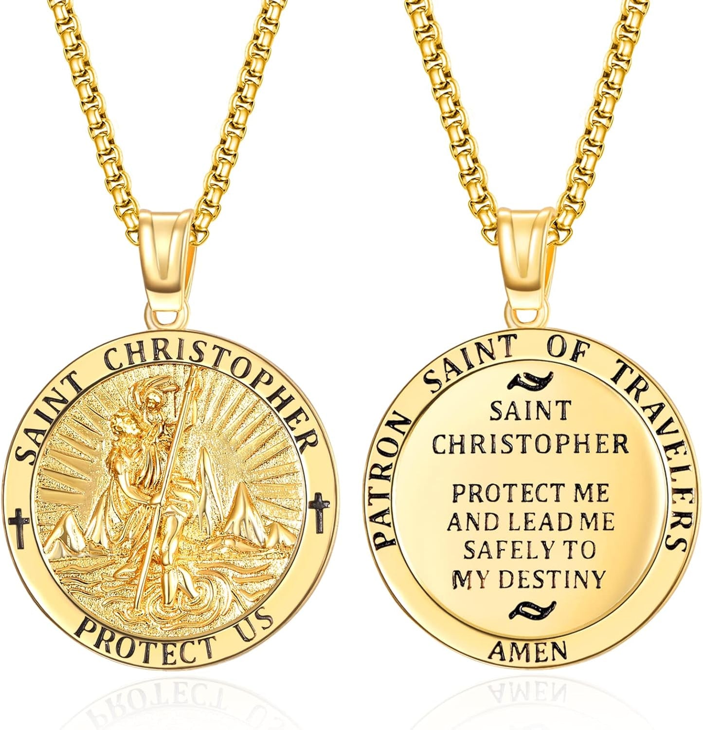 925 Sterling Silver Patron Saint Medals Amulet Necklace for Men
