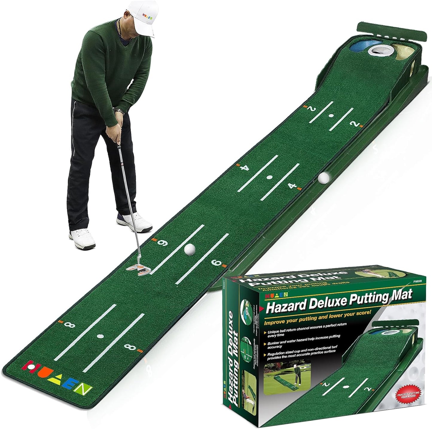 HUAEN Indoor Golf Mat - Ball Return, 3 Holes
