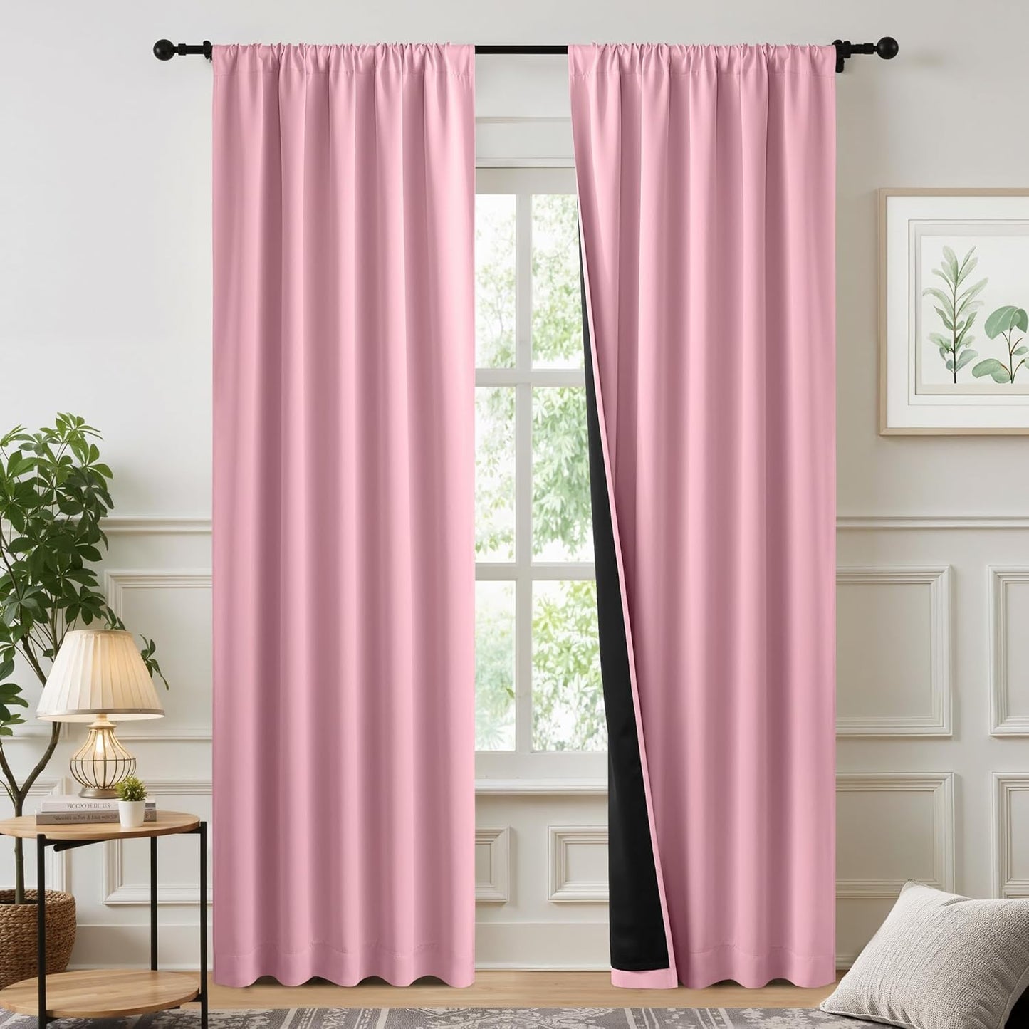 NICETOWN Crystal Pink Blackout Curtains for Girls Bedroom