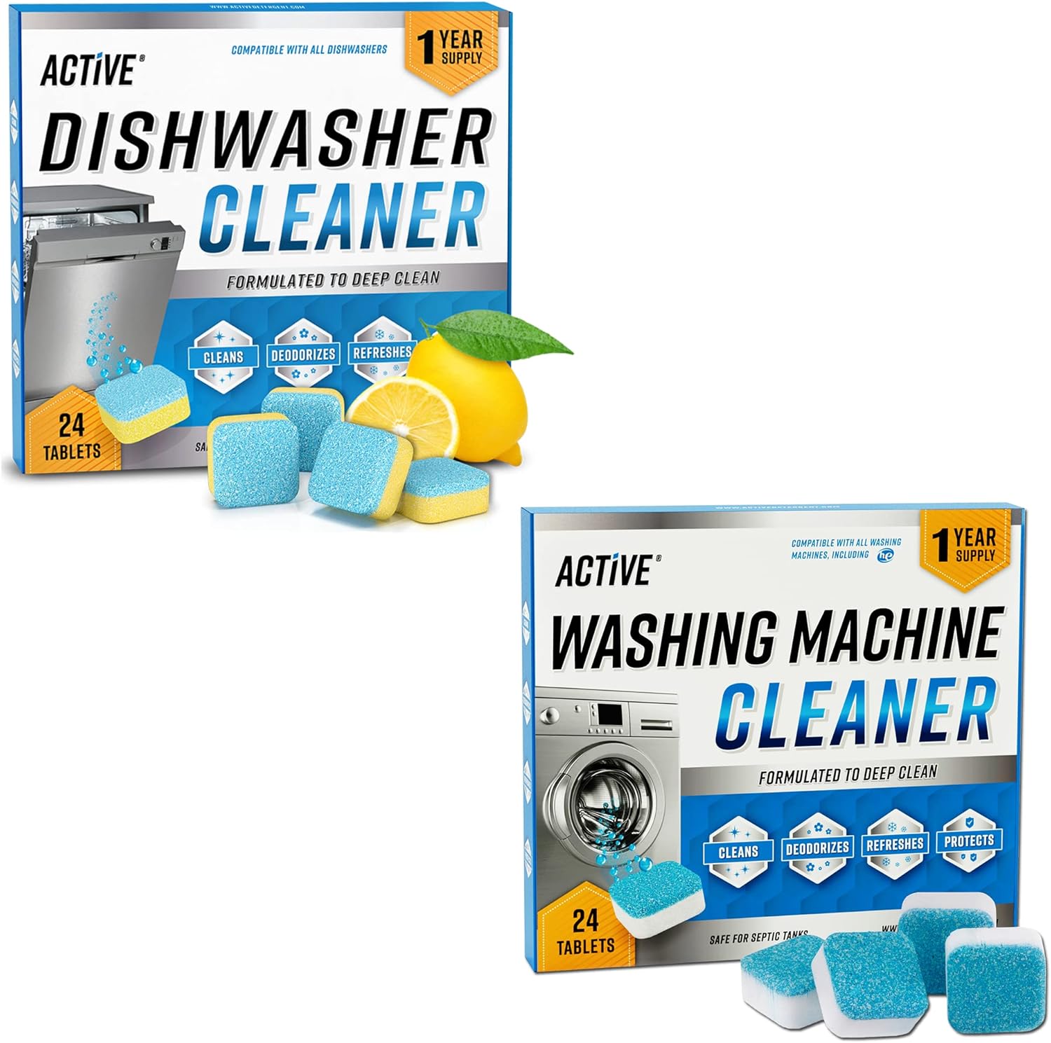 ACTIVE Washing Machine and Dishwasher Cleaning Tablets Bundle