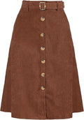 Allegra K Womens High Waist Button Front A-Line Belted (Style JJ7C)