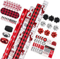 Christmas Wrapping Paper Set - Coordinated Reindeer, Snowflake & Plaid