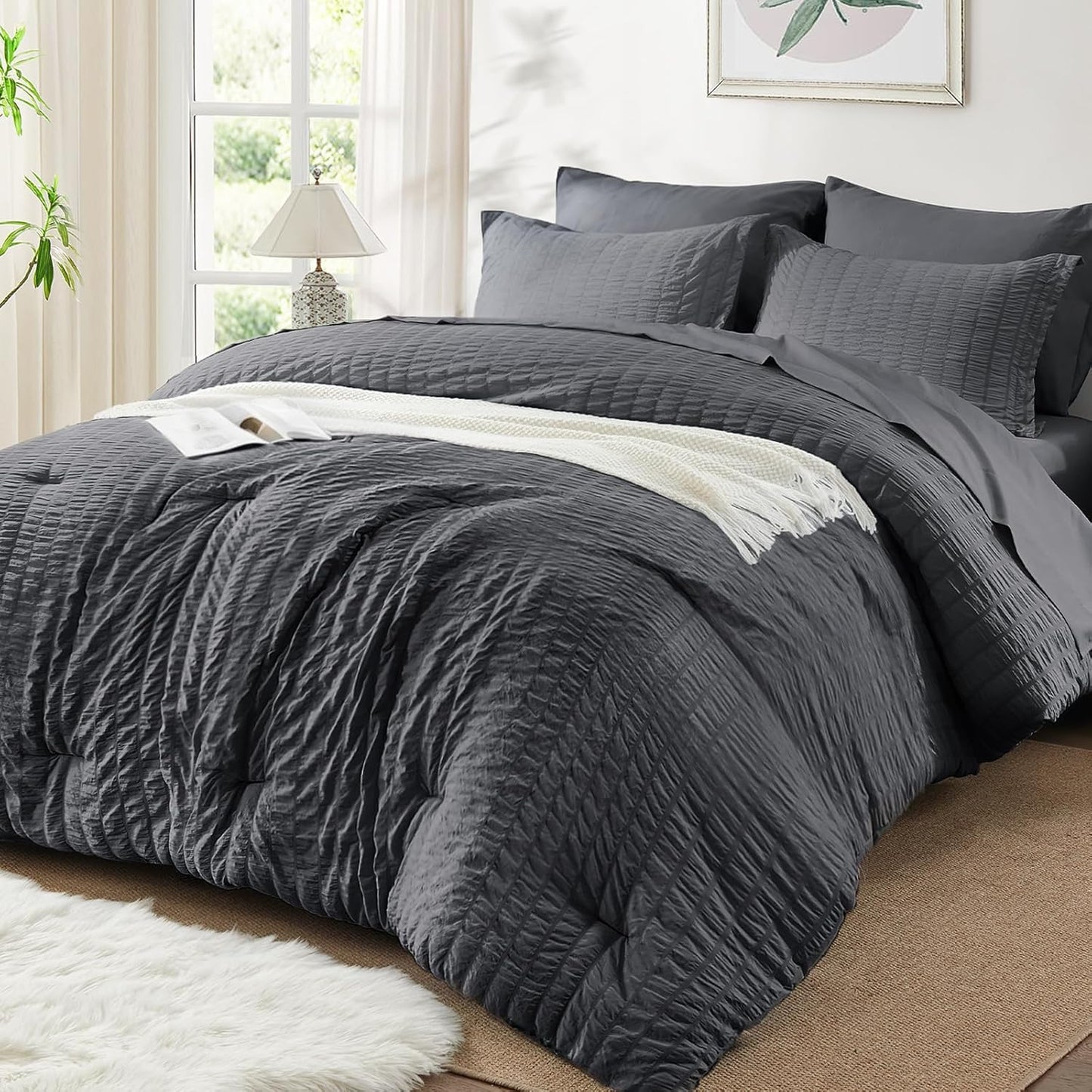 King Size Comforter Set 7 Pieces for Cozy All Season Bedding