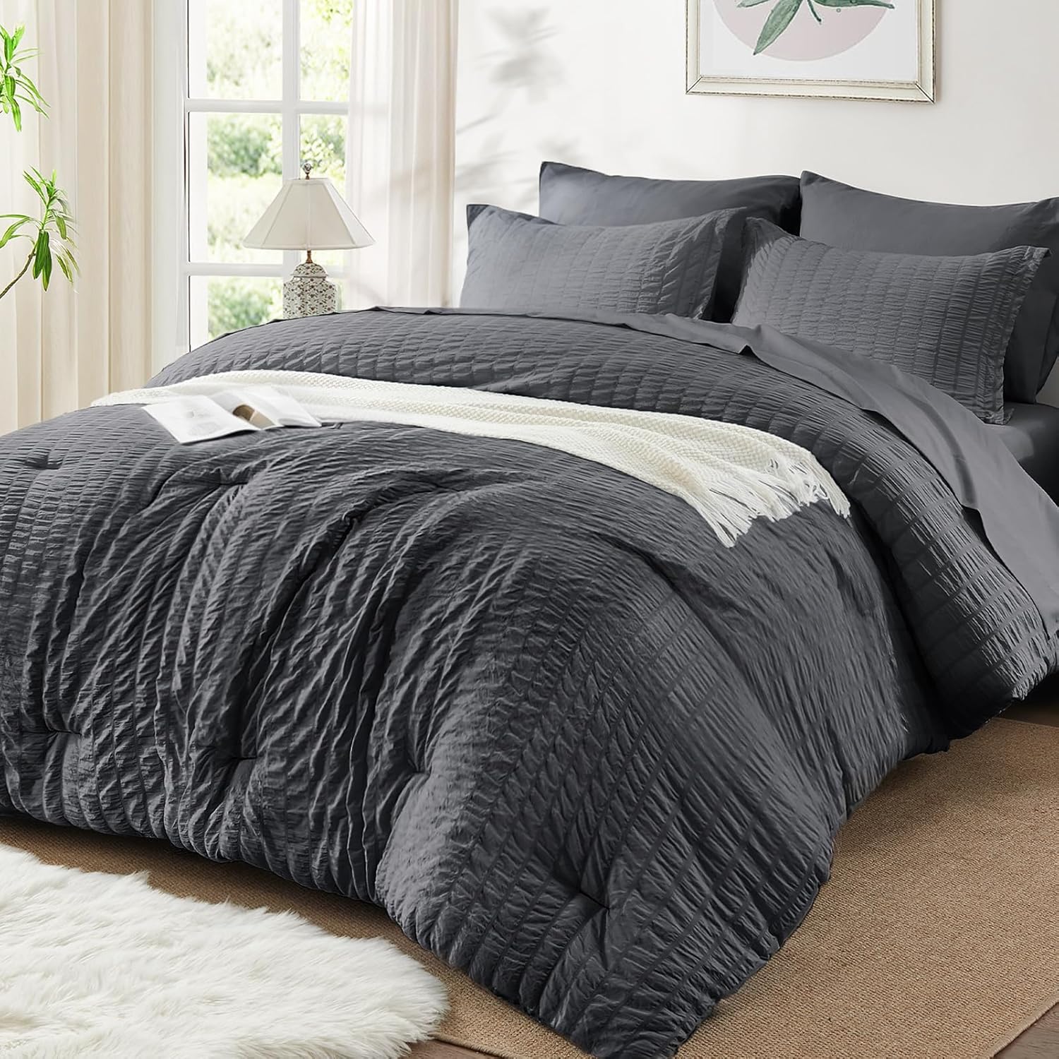 King Size Comforter Set 7 Pieces for Cozy All Season Bedding