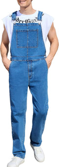 Blue Overalls for Men Denim Bib Jumpsuit with Pockets - Work Ready
