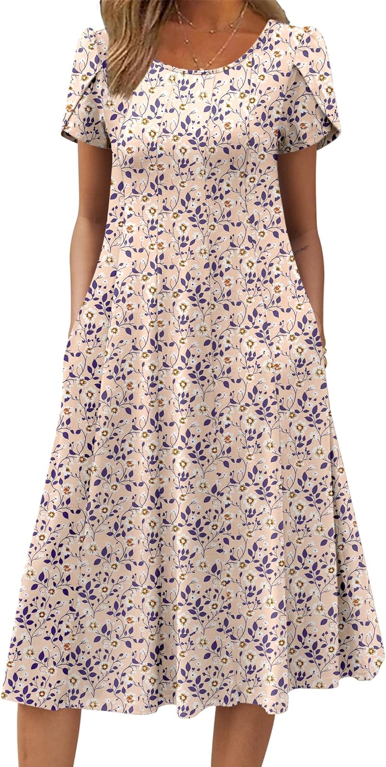 Zeagoo Womens Casual Dresses Flare Midi Dress for Summer
