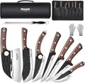 Huusk Butcher Knife Set for Meat Cutting 10pcs - Hand Forged Viking