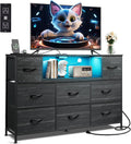 Black TV Stand for 45-55 in TVs - LED Media Console with Charging