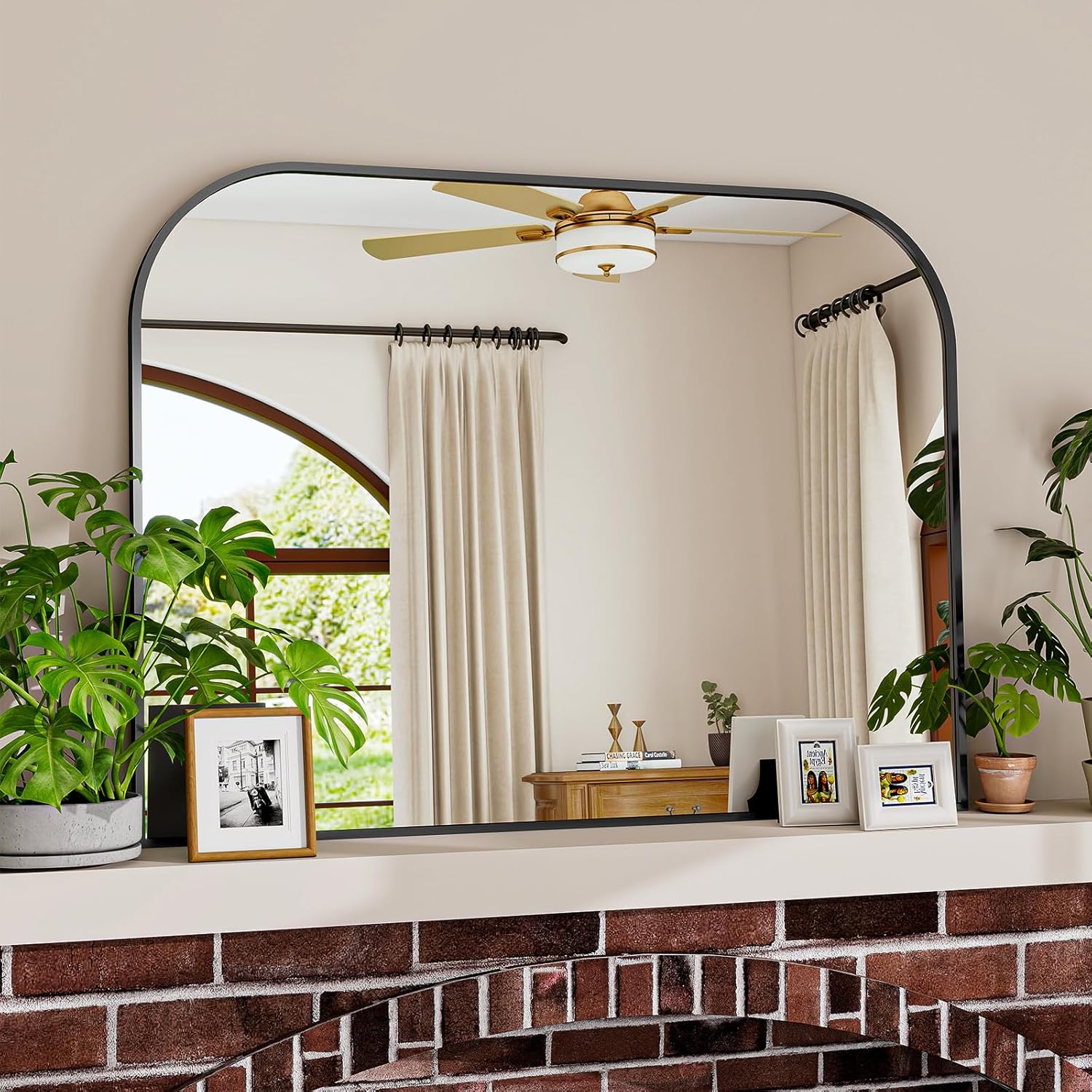 Black Wall Mounted Bathroom Mirror - Stylish Round Design