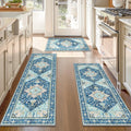 Boho Washable Kitchen Rugs Set of 3 - Non Slip, Waterproof Mats