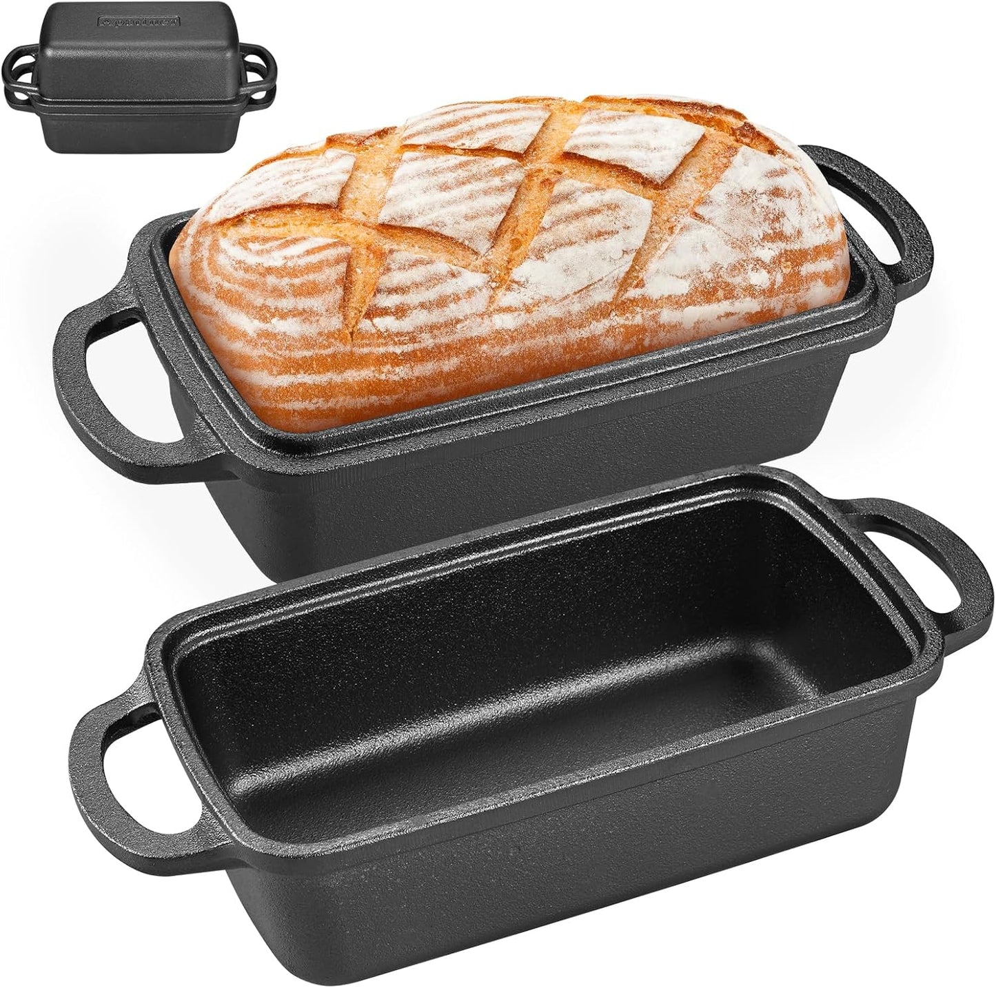 2 in 1 Cast Iron Bread Pan with Lid for Perfect Sourdough Baking