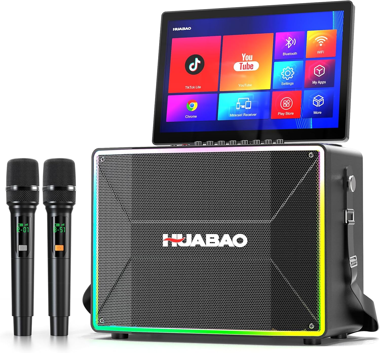 Smart Karaoke Machine with 14 Tablet, Wireless Microphones & More