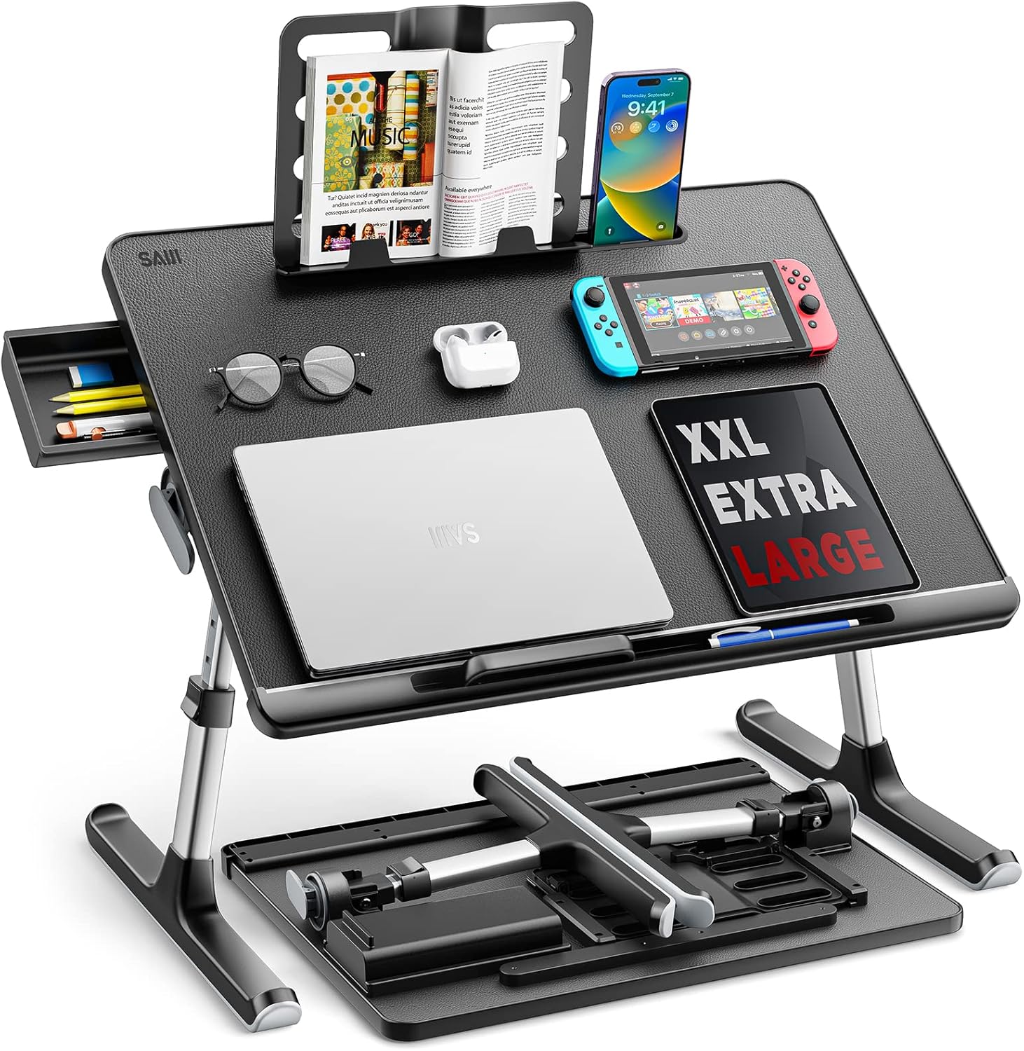 SAIJI X-Large Laptop Bed Desk: Ultimate Comfort & Organization