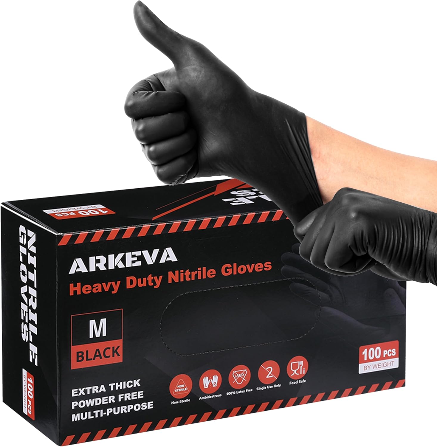 ARKEVA 6 Mil Black Nitrile Gloves - Chemical & Tear-Resistant!