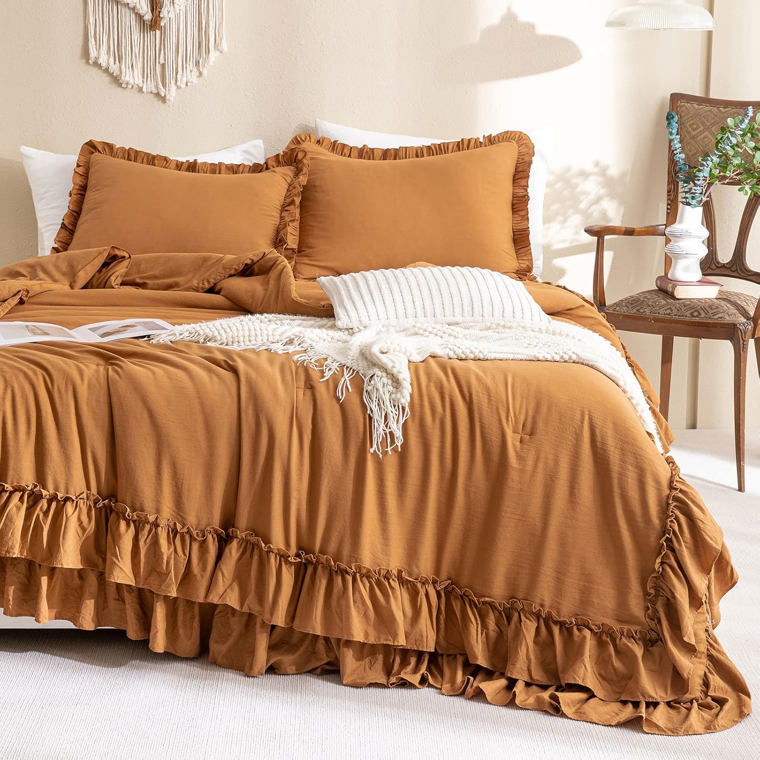 Masaca Pumpkin Farmhouse King Size Comforter Set for Cozy Homes