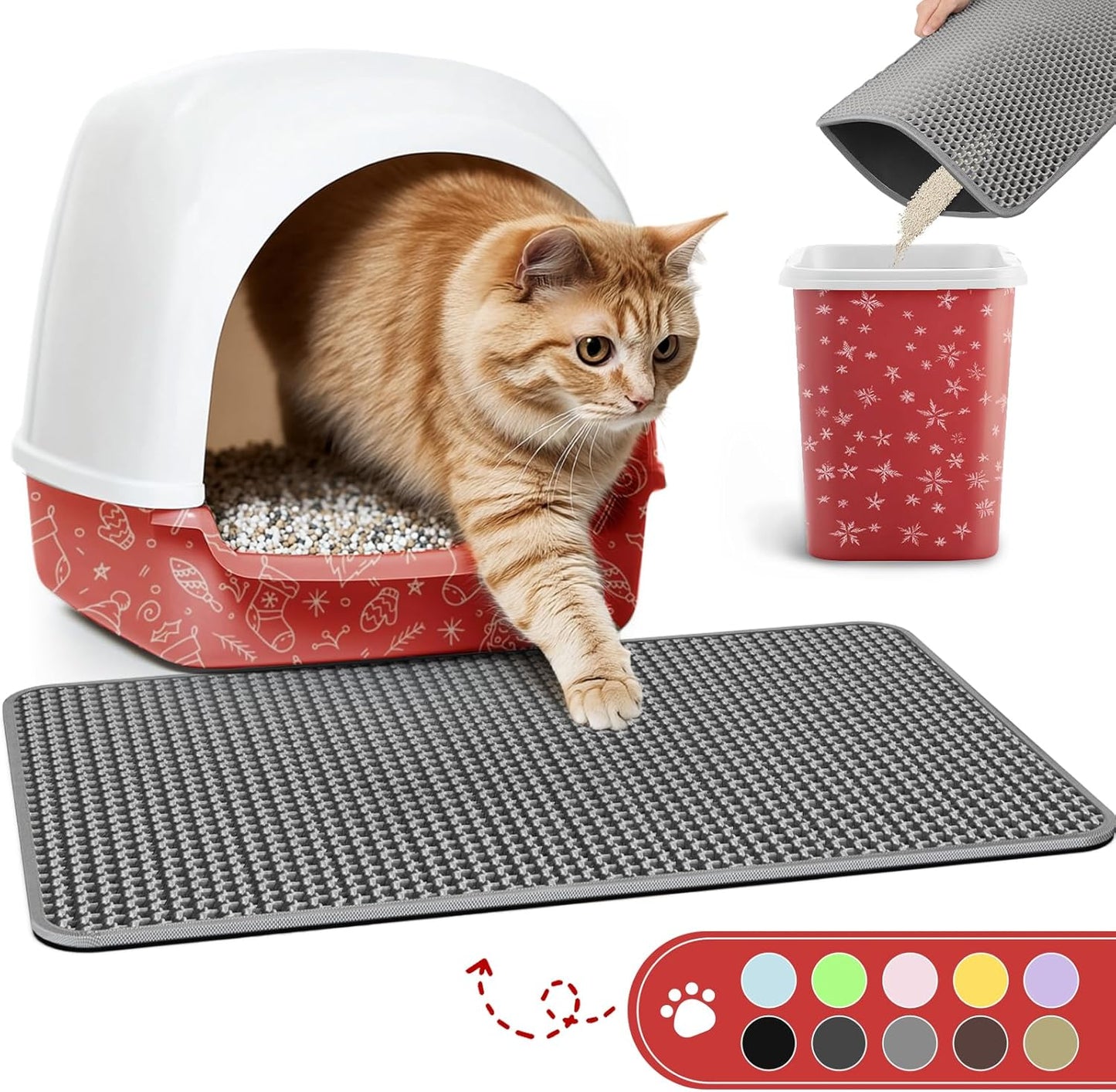 Powools Small Cat Litter Mat - Easy Clean, Waterproof, Non-Slip