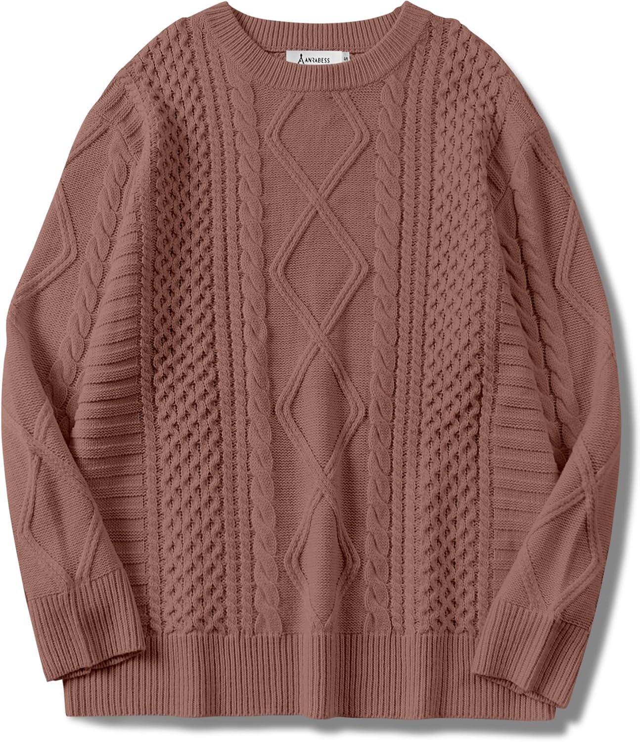 Oversized Cable Knit Sweater for Women by ANRABESS - Cozy Style