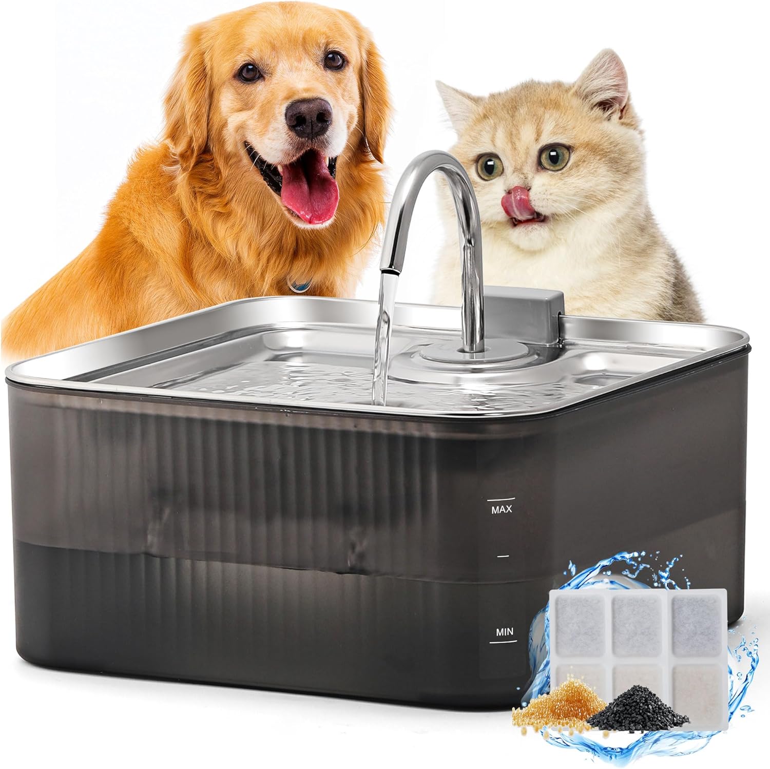 FUKUMARU Dog Water Fountain - Ultra Quiet 1.8 Gal Pet Hydration
