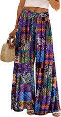 YESNO Women Summer Boho Palazzo Pants High Waist Wide Leg - Airy