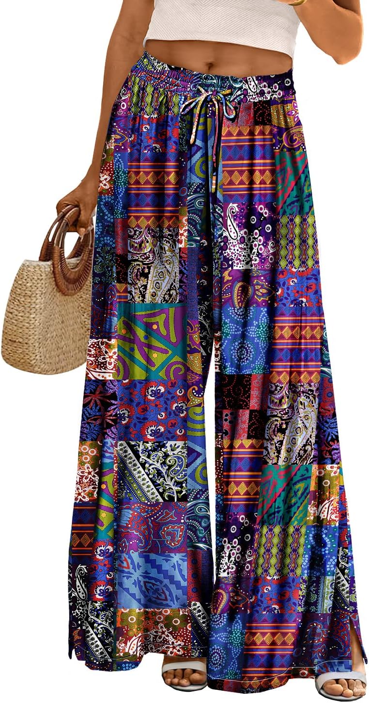 YESNO Women Summer Boho Palazzo Pants for Stylish Comfort