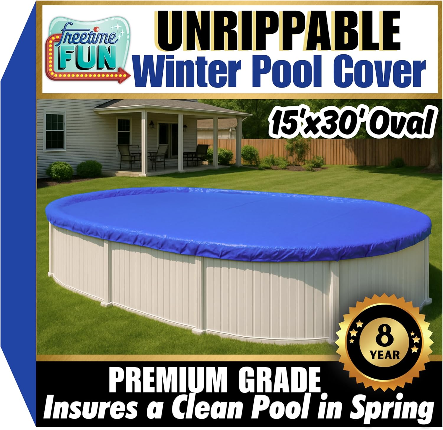 Unrippable Winter Pool Cover 15ftx30ft Oval for Above Ground Pools