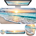 VINEBURY Ergonomic Desk Pad Set - Memory Foam Wrist Rest & Mouse Pad - Blue Sunset