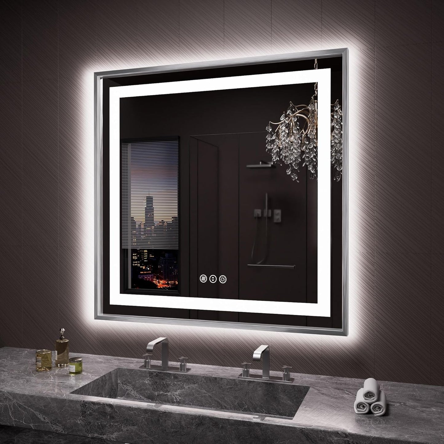 Amorho 36X36 LED Bathroom Mirror with Front Light and Backlit